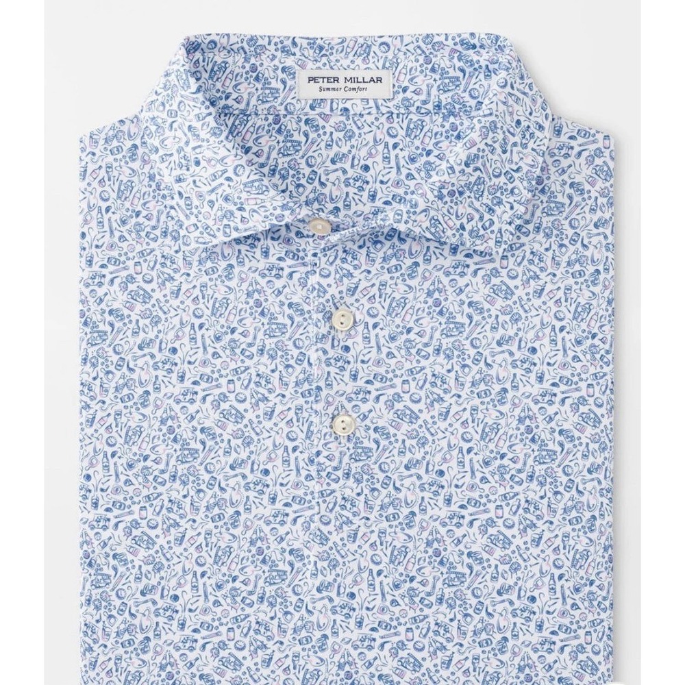 NWT Peter Millar Bar For The Course Cocktail Print Golf Polo Shirt White XL $115 - Picture 10 of 10